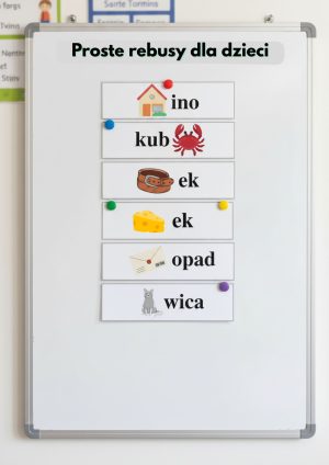 Proste rebusy obrazkowo-literowe |za darmo PDF do druku| 15 rebusów