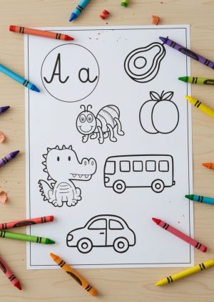 Karty pracy – litery alfabetu z kolorowankami | 46 stron PDF do druku | zerówka