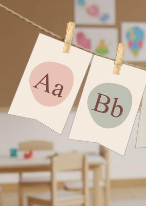 Litery drukowane alfabet, dekoracyjne przedszkole – PDF do druku