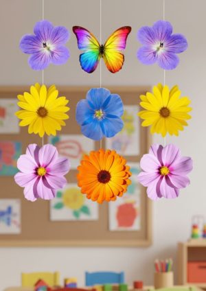 Kwiaty wiosenne do dekoracji sali – PDF do druku za darmo