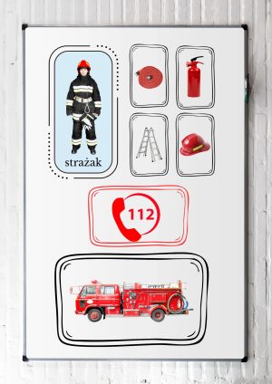 Numery alarmowe przedszkole do druku PDF karty obrazkowe