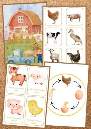 Zwierzęta na wsi – w gospodarstwie | Przedszkole | Karty do druku | Pakiet edukacyjny PDF