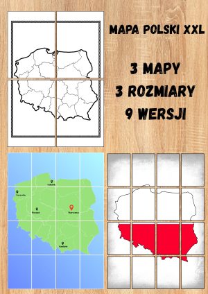 Mapa Polski XXL do druku PDF – 3 rodzaje, 3 rozmiary | Dekoracja patriotyczna i pomoc dydaktyczna